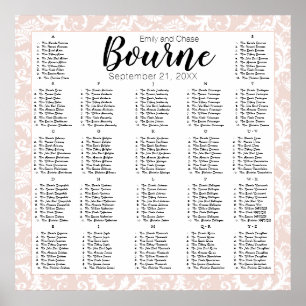 Affiche Rose Millénaire Votre Plan de Table de Mariage Pho