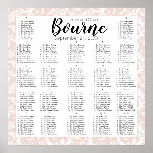 Affiche Rose Millénaire Votre Plan de Table de Mariage Pho (Devant)