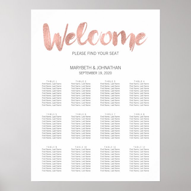 Affiche Rose moderne Gold Love Mariage Seing Graphique (Devant)