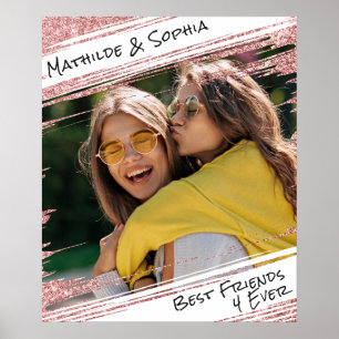 Affiche Rose moderne Parties scintillant or et photo BBF m