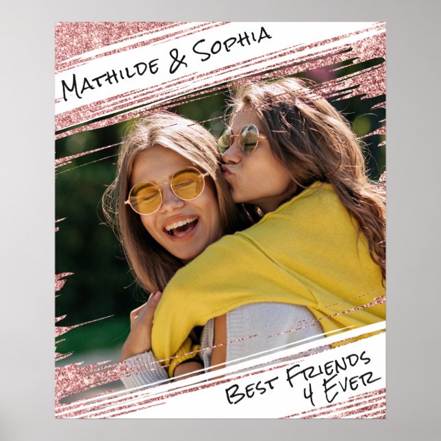 Affiche Rose moderne Parties scintillant or et photo BBF m (Devant)