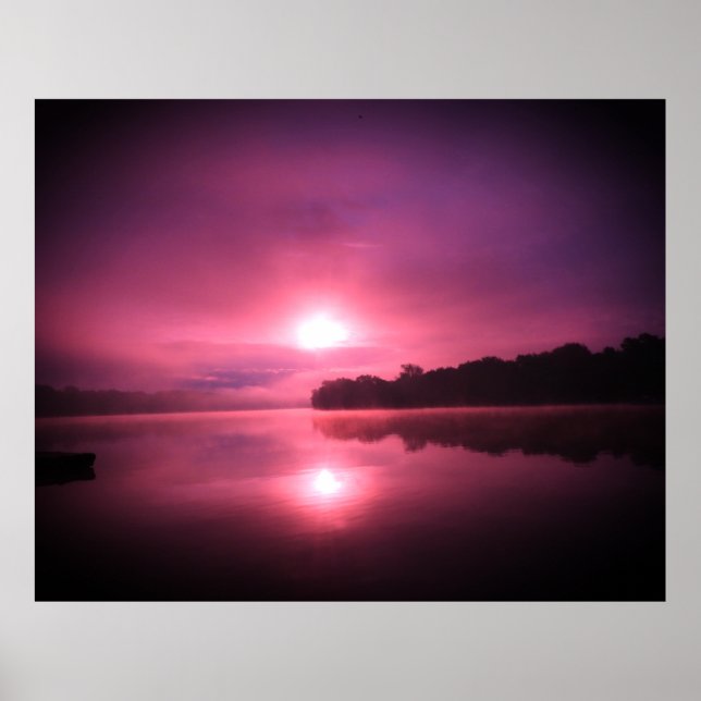 Affiche Rose n Purple lever de soleil sur l'eau (Devant)
