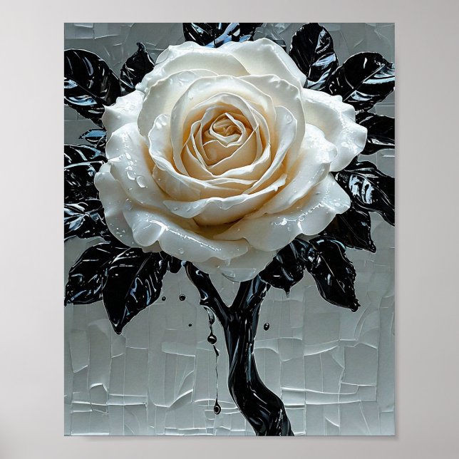Affiche Rose noire et blanche (Devant)