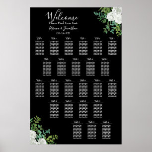 Affiche Rose noire et blanche Mariage gothique 24 Seating