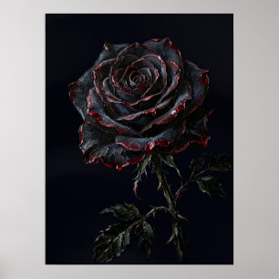 Affiche Rose noire — Impasto botanique gothique