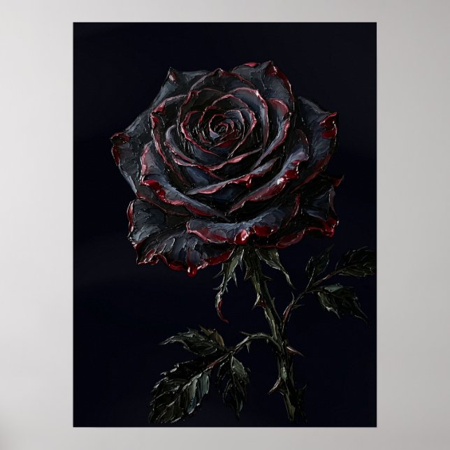 Affiche Rose noire — Impasto botanique gothique (Devant)