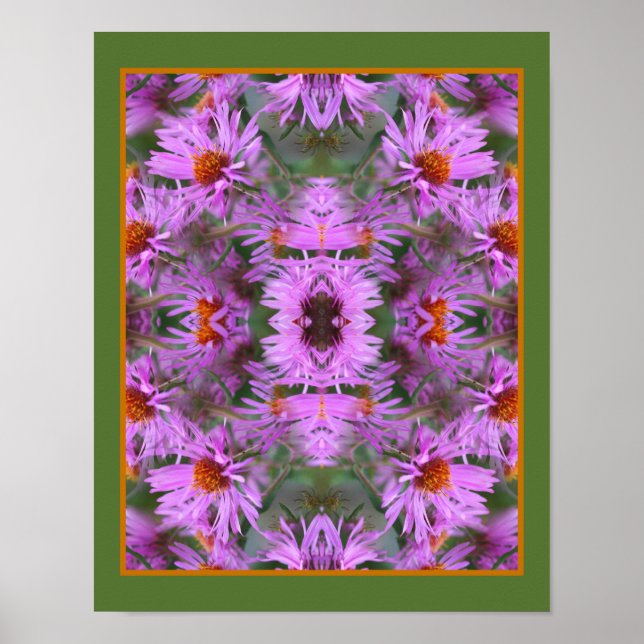 Affiche Rose Nouvelle-Angleterre Aster Flowers Abstrait (Devant)