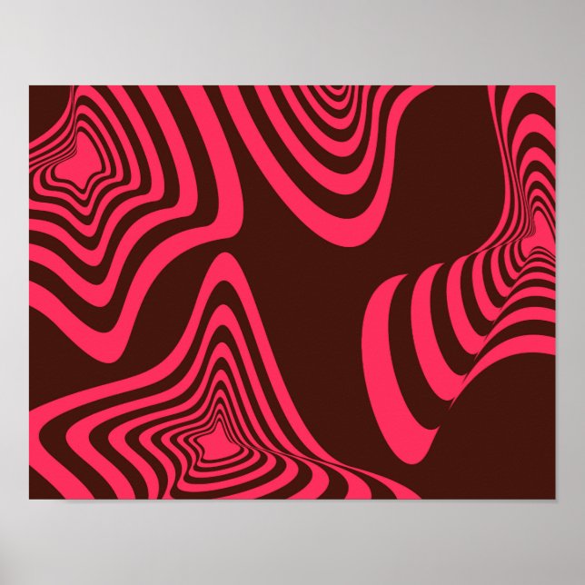Affiche Rose, optique, tendance, forme géométrique abstrai (Devant)