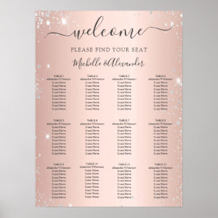 Affiche Rose or argent parties scintillant mariage