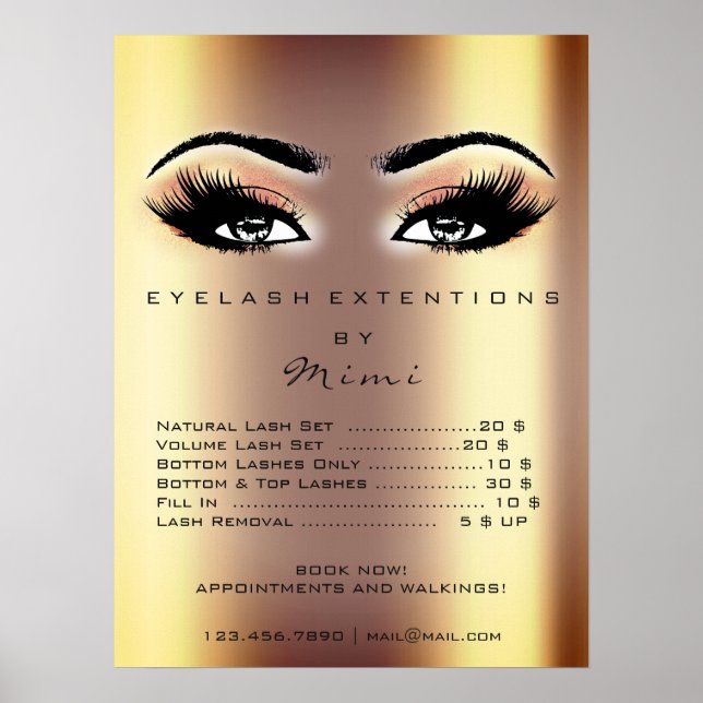 Affiche Rose Or Maquillage Artiste Yeux Prix (Devant)