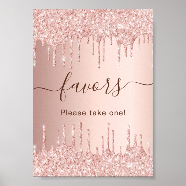 Affiche Rose or parties scintillant drips parti faveurs si (Devant)
