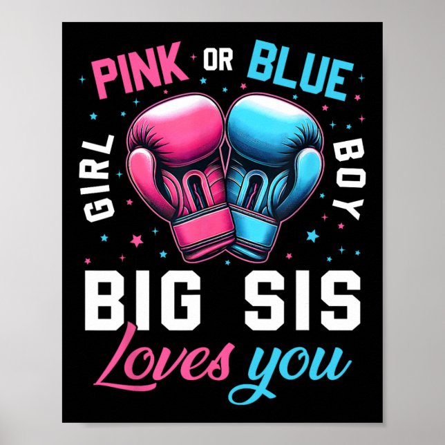 Affiche Rose Ou Bleu Big Sis Aime Vous Boxer Genre Revea (Devant)