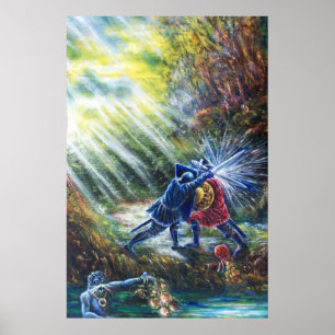 Affiche ROSE OUBLIÉ combattant les chevaliers, l'argent et