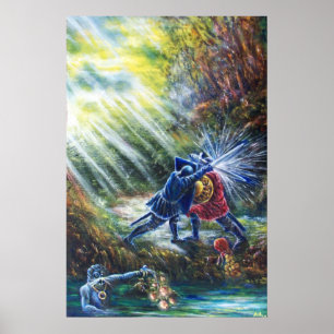 Affiche ROSE OUBLIÉE Chevaliers combattants, Argent et Dia