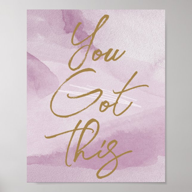 Affiche Rose Pâle Élégant Or Vous Y Arriverez  (Devant)