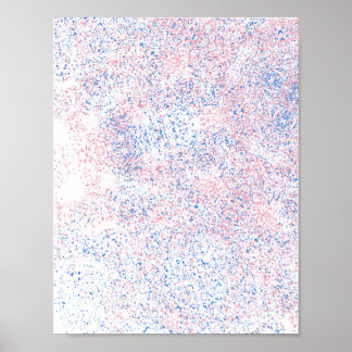 Affiche Rose Pâle et Bleu Abstrait Tacheté Papier Peint