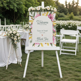 Affiche Rose Pâle Lys Mariage Accueil Floral Arc