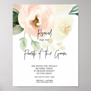 Affiche Rose Pâle Parents du Marié Réservé En Souvenir Aff