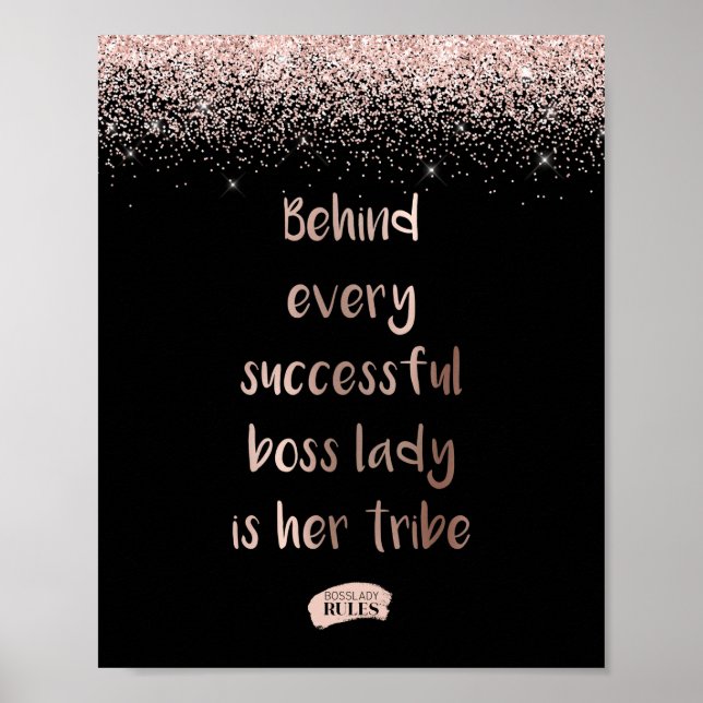 Affiche Rose Parties scintillant or Boss Lady Motivational (Devant)