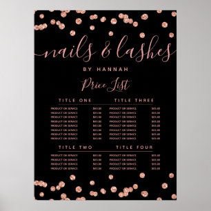 Affiche Rose Parties scintillant or Confetti Salon Prix Me