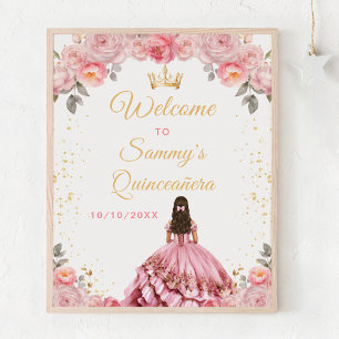 Affiche Rose Pink Princess Quinceañera Bienvenue