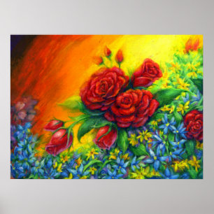 Affiche Rose Plumage