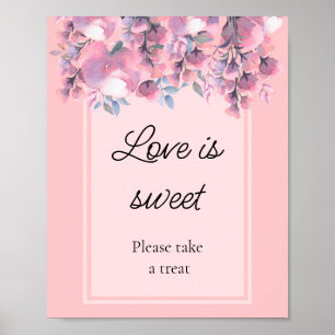Affiche Rose Poussiéreuse Floral l'amour est doux douche d