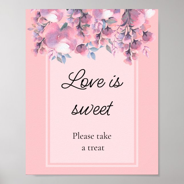Affiche Rose Poussiéreuse Floral l'amour est doux douche d (Devant)
