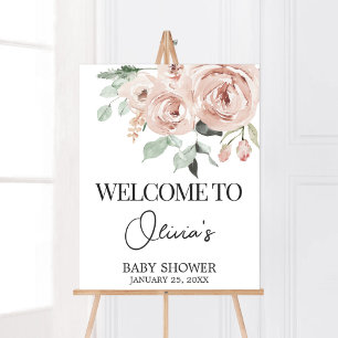 Affiche Rose Poussiéreuse Rose C'est une fille Baby Shower