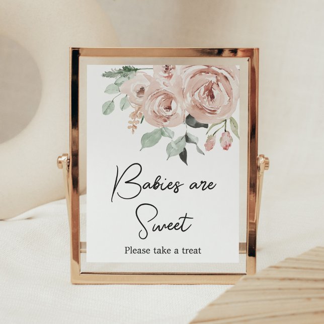 Affiche Rose Poussiéreuse Rose C'est une fille Les bébés s (It's a Girl Dusty Pink Rose Baby Shower Babies are Sweet Sign)