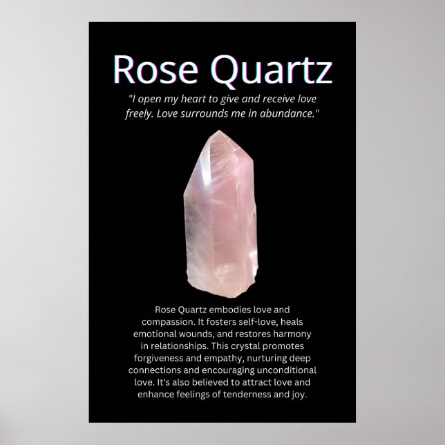 Affiche Rose Quartz Crystal Stone Signification (Devant)