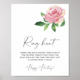 Affiche Rose - Ring chasse nuptiale jeu de douche