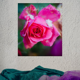 Affiche Rose rose aux flocons de neige
