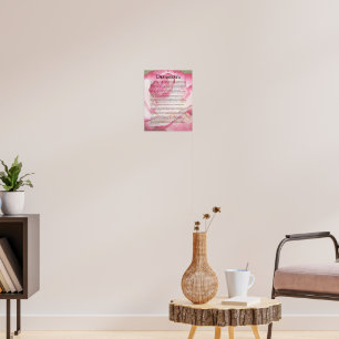 Affiche Rose rose et blanche et poème Desiderata