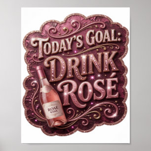 Affiche Rose rose moderne OBJECTIF D'AUJOURD'HUI