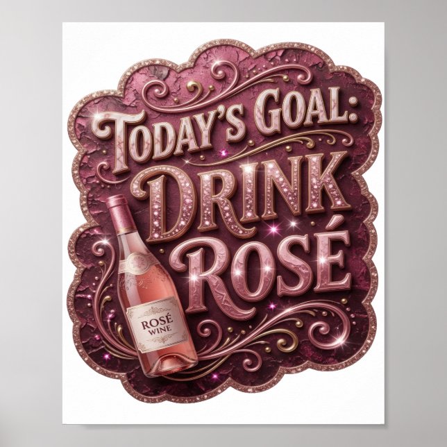 Affiche Rose rose moderne OBJECTIF D'AUJOURD'HUI (Devant)