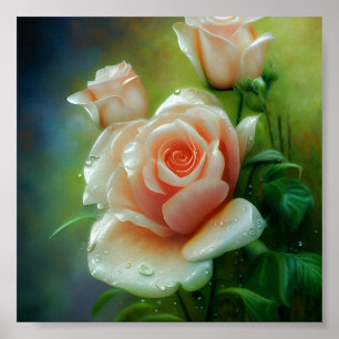 Affiche Rose rose pâle aqueuse