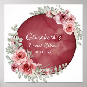 Affiche Rose Rose Pâle Chic Pivoine Pérenne Shower Nuptial