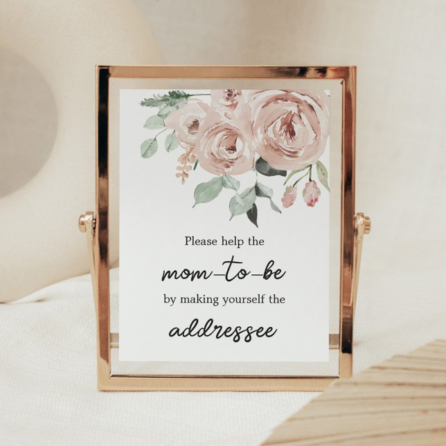 Affiche Rose Rose Poussiéreuse C'est une fille Envelope St (It's a Girl Dusty Pink Rose Baby Shower Envelope Station Sign)
