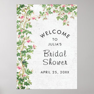 Affiche Rose Rose Vieux Mur Vintage Style Mariage Journal