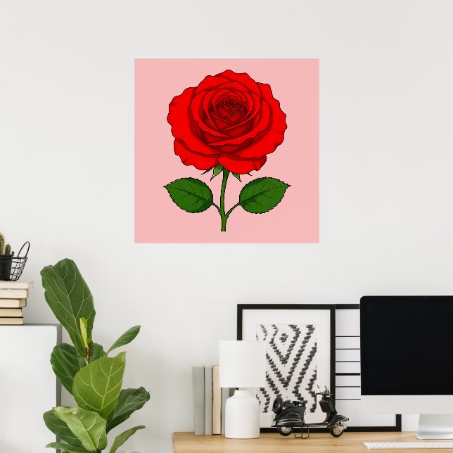 Affiche Rose Rouge (Bureau à domicile)