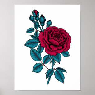 Affiche Rose rouge