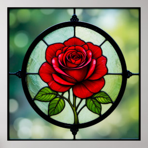 Affiche Rose rouge en verre