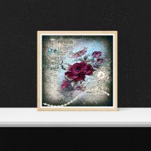 Rose rouge éphemère grunge victorien 