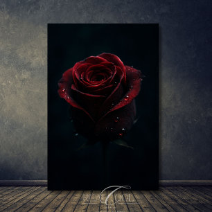 Affiche Rose rouge foncé Élégante Nature Photographie Art