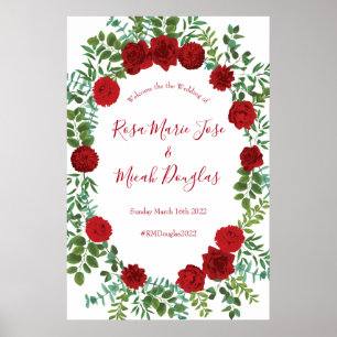 Affiche Rose rouge Mariage élégant classique