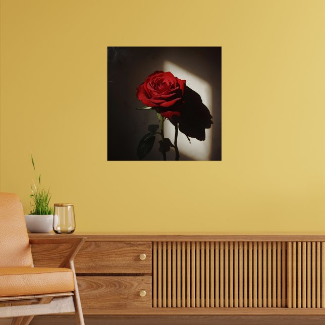 Affiche Rose rouge ombragée - Dramatique Chiaroscuro Flora (Salon 2)