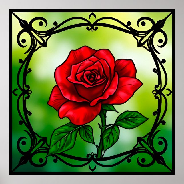 Affiche Rose rouge vif (Devant)