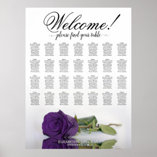 Affiche Rose Royale Pourpre 28 Plan de Table de Mariage