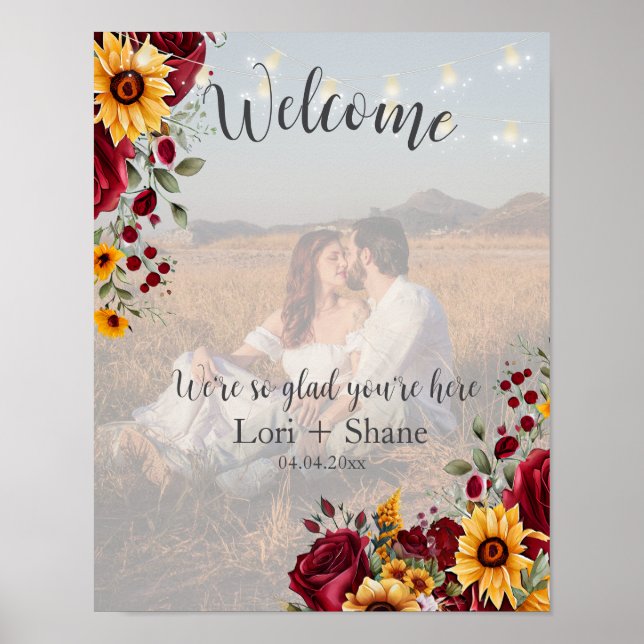 Affiche Rose rustique et Mariage Aster Welcome Photo (Devant)
